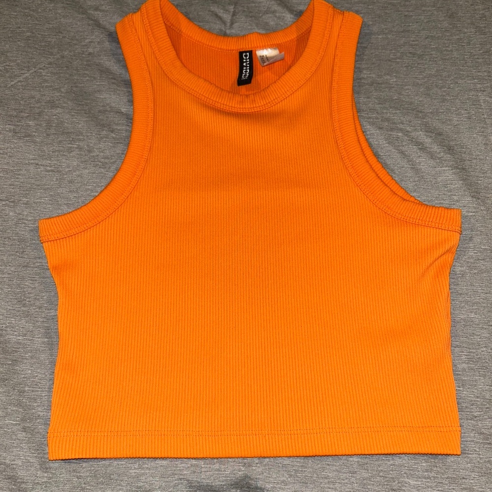 Divided Vibrant Orange Sleeveless Top